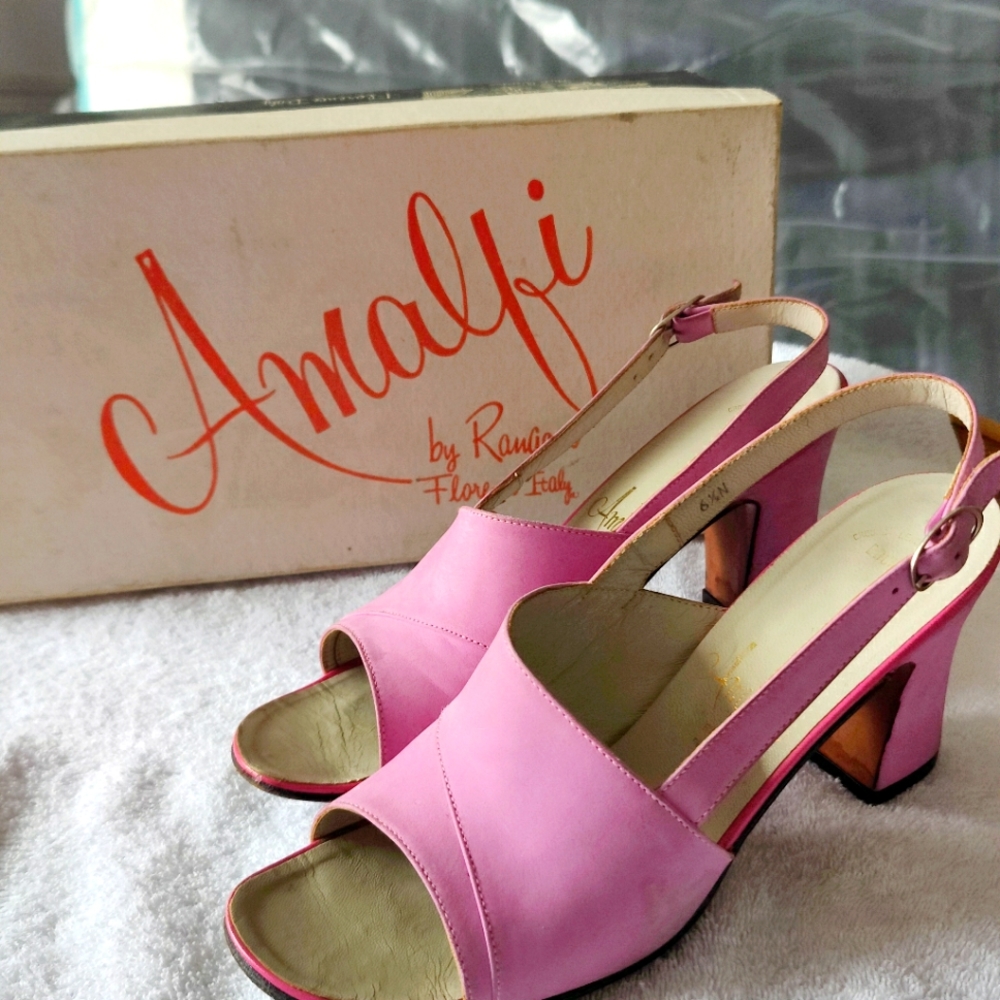Vintage Amalfi Ladies Sling Back Heels, Sz 6.5